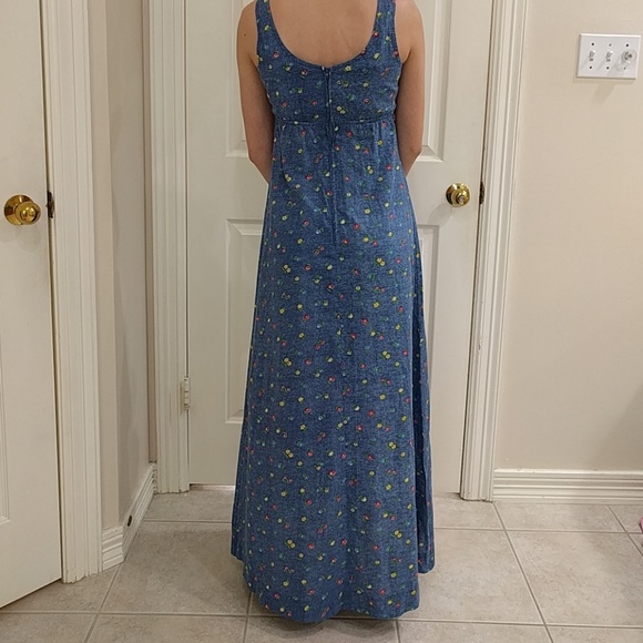 Vintage 1970s Floral Print Maxi Dress Sz xxs - Picture 3 of 8